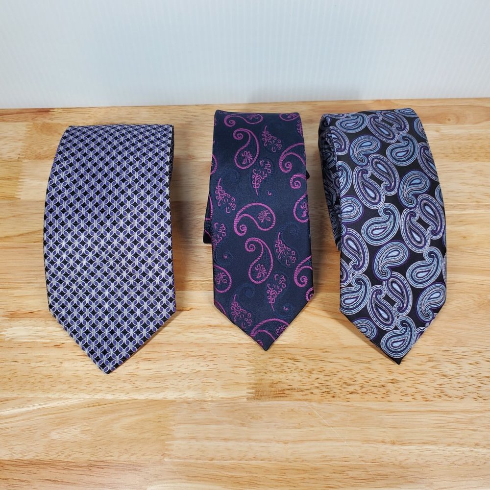 Lot of 3 Neckties Jones New York (Silk) Bill Robinson & Black Label (Polyester)